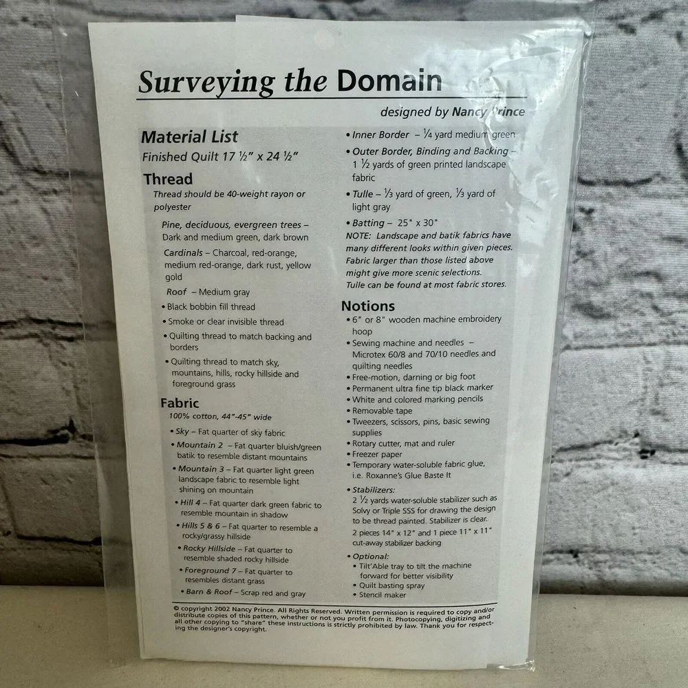 Surveying the Domain Quilt Wall Hanging Pattern Nancy‎ Prince 17x24 2002 - Picture 2 of 3